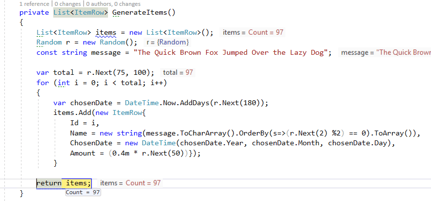 Linq debug code window