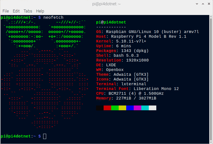 neofetch on Pi4